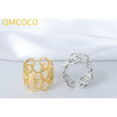 QMCOCO Hollow Out Circle Ring For Women Personality INS Opening Adjustable Simple All-Match Women Jewelry Accessories