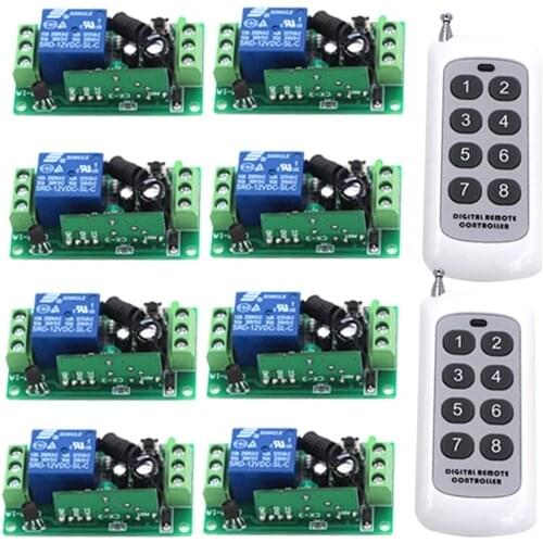 RF Wireless Remote Control Switch System DC 12V DC 24V 1CH 10A Receiver 8CH Transmitter 315/433MHZ