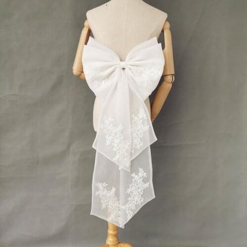 Seperate Ivory Organza Bow Appliques Wedding Dress Knots White Removeable Bride Dresses Knots With Ribbon