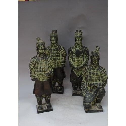 Rare Old Chinese Qin dynasty bronze Terracotta statues,A pack of four,best collection&adornment,free shipping