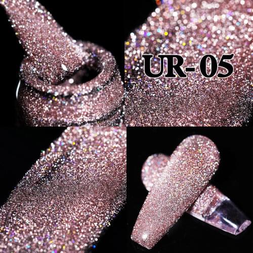 UR SUGAR 7.5ml Pink Reflective Glitter Gel Nail Polish Silver Purple Sequins Soak Off UV Gel Nail Art Manicuring Nail Gel