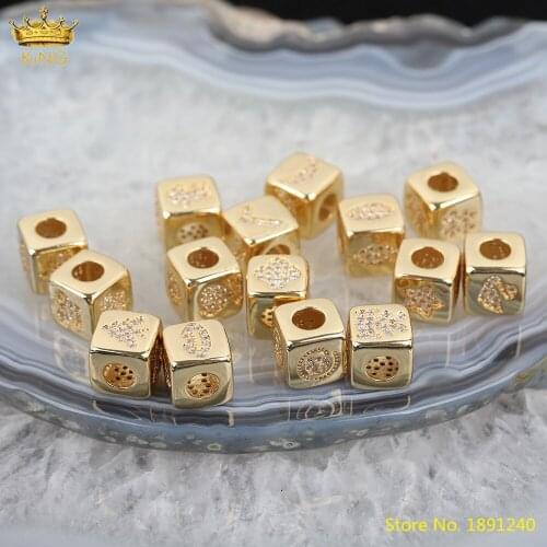 10pcs CZ Paved Cube Copper Beads Bracelet Findings,Zirconia Butterfly Stars Heart Square Charms For DIY Jewelry Making Findings