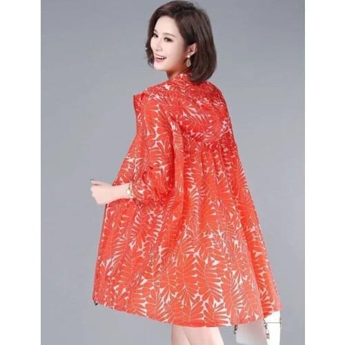 Thin Section Sun Protection Clothing Womens Coat 2021 New Middle-Aged Womens Mid-length Summer Loose Cardigan Sun Protection C