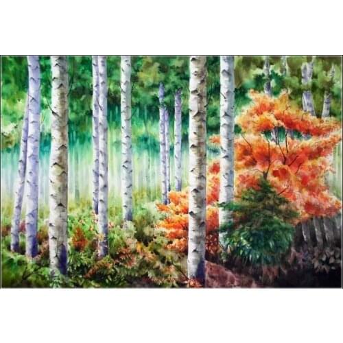 Counted Cross Stitch Kits Needlework Embroidery - Crafts 14 ct Aida DMC Color DIY Arts Homemade Home Decor - Birch Woods