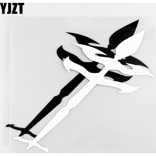 YJZT 14.1×14.8CM Personalized Car Sticker Creative Vinyl Decorative Pattern Ancient Weapon Metal Halberd 20C-0048