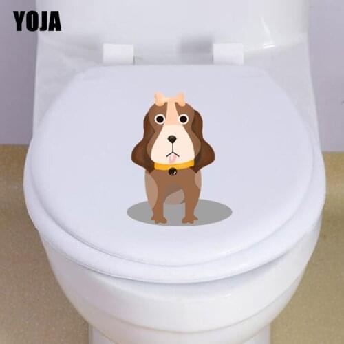 YOJA 19.3*24.5CM Cartoon Funny Dog Toilet Sticker BedRoom Home Decor Wall Decal T3-0645