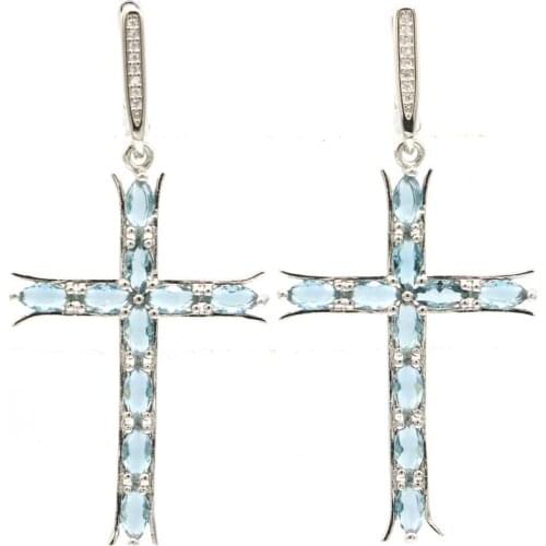 44x15mm Classic Created Green Peridot Natural CZ Ladies Wedding Silver Earrings