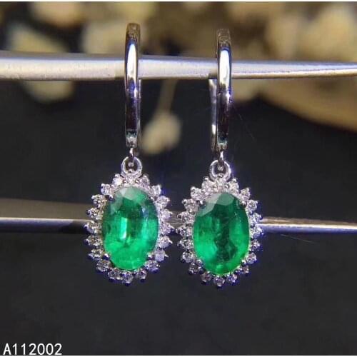 KJJEAXCMY fine jewelry natural Emerald 925 sterling silver women gemstone earrings support test lovely hot selling