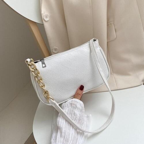 PU Leather Pure Color Chain Tote Women Casual Shoulder Messenger Bags Purses Youth Ladies Simple Versatile Bag