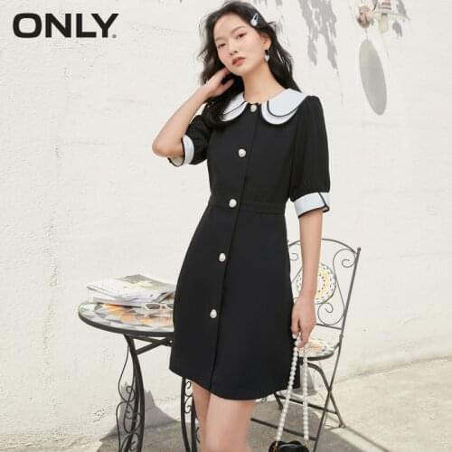ONLY 2021 summer fashion multi-button age-reducing doll collar waist dress female | 121207125