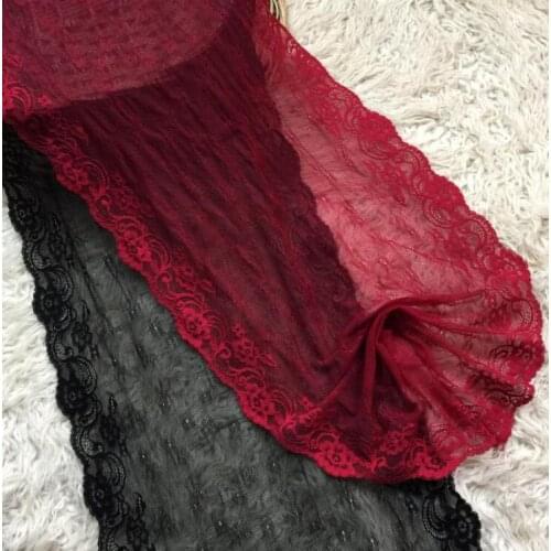 1 Meter Super Wide Black Deep Red Elastic Lace Trim Ribbon Fabric DIY Crafts Sewing Supplies Decoration Accessories 35cm Width