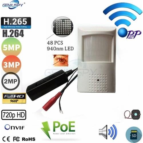 1MP 1.3MP 2MP 3MP 5MP P2P Onvif POE Pir Mini Wifi Wireless Pin hole IP Covert Camera TF Card Slot Audio&940nm Invisible IR Leds