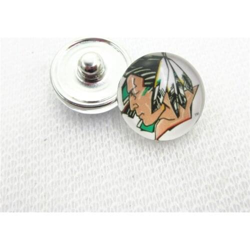 10pcs US North Dakota Fighting Sioux Snap Buttons Glass 18mm Sports buttons Diy Snaps Jewelry Bracelets&bangles Charms