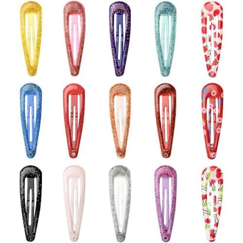 15 pcs/lots Heart Drop Type Metal Solid Flower Kids Accessories Baby BB Clips Hairpins Hair Snap Clip For Girls