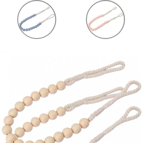 Anti-Skid 2Pcs Unique Wooden Beads Drape Holder Vibrant Color Curtain Clamp Non-Slip for Living Room