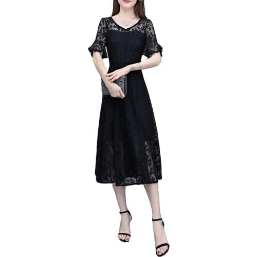 2020 spring and autumn new lace dresses womens gentle fairy dress waist was thin cold wind plus size A word dress female