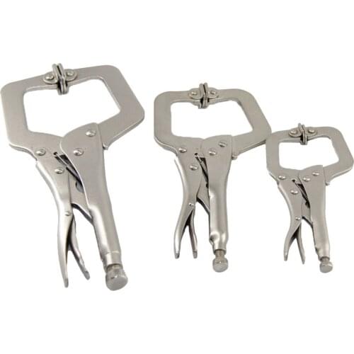 3Pcs Locking C-Clamp with Swivel Pads Wide Mouth Welding Locking Pliers C-Type Vise Grip Tools 6" 8" 11"