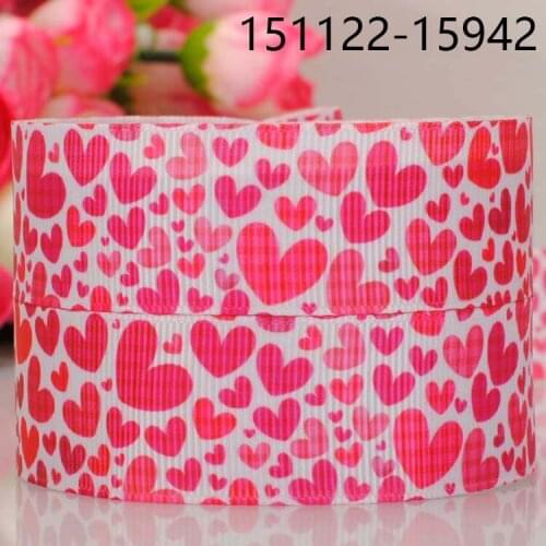50yards 7/8 " 22 mm white background red hearts pattern Valentine prints grosgrain ribbon tape free shipping
