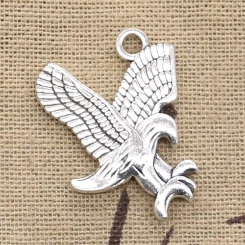 6pcs Charms Hawk Eagle Hunting 29x24mm Antique Silver Color Plated Pendants Making DIY Handmade Tibetan Silver Color Jewelry