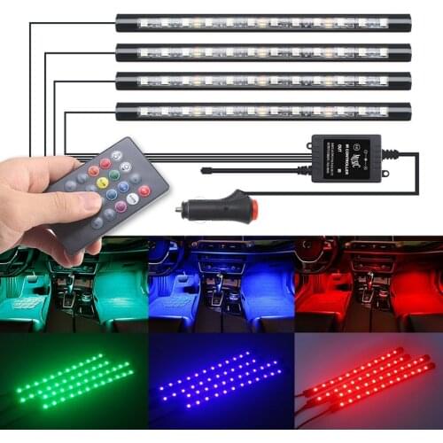 Car LED Strips Auto Decorative Lamps Flexible RGB 48 LED DC 12V APP Remote Controller LED Atmosphere Interior Lights