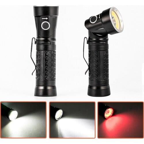 Hunting Camping Search Lantern Lamp Powerful LED Flashlight 18650 T6+COB 6000LM 90 Degree Fold Multifunction Torch Light