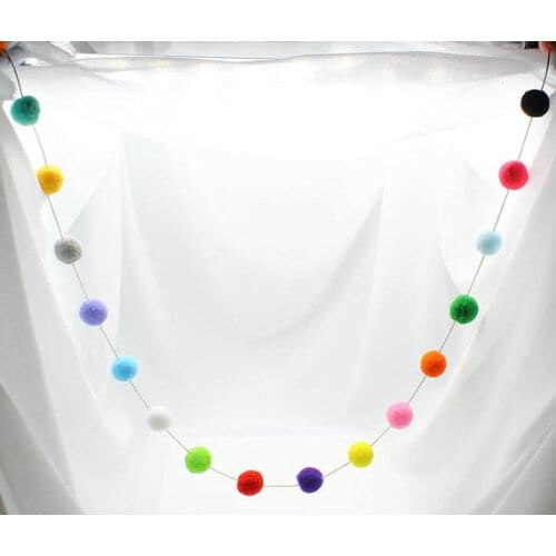Handmade pom pom garland home decoration multicolored party rainbow Ball Garland 4 feet or 1.2 meters pompoms 23mm
