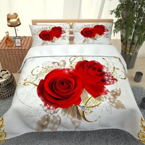 2020 Hot Style Bedding Set 3d Digital Roses Printing 2/3pcs Duvet Cover Set Single Twin Double Full Queen King Bedding