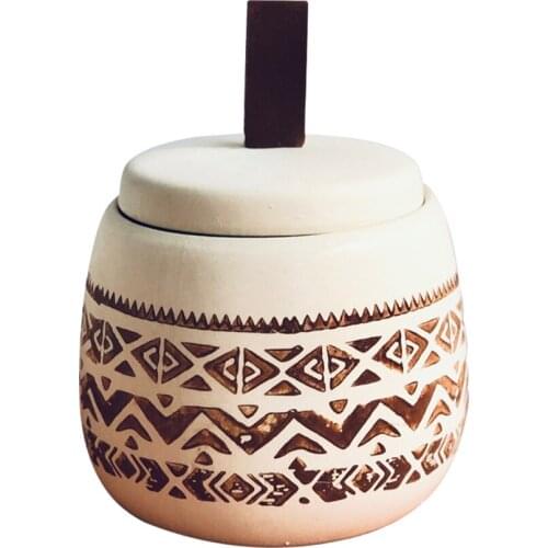 Cotton Swab Container With Lid Makeup Case Hand-painted Dust-proof Candy Organizer Dustproof Cosmetic Box Stoneware Ceramic Jar