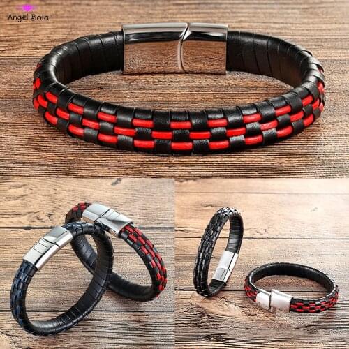 Leather Braided Charm Bracelet Stainless Steel Couple Bracelet Simple Style Buddha Bracelet Jewelry Accessories for Men