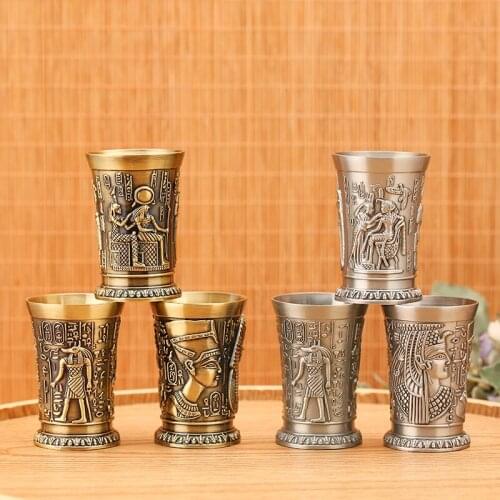 Metal retro Egyptian wine glasses creative liquor household trumpet personality shot cocktail mug