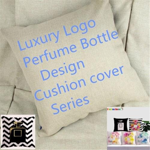 Fashion High Quality Cotton LinenChannel perfume bottle Decorative Throw Pillow Case Cushion Cover Sofa Home Decor