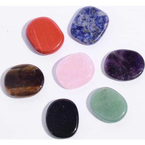 Natural Chakra Set 7 PCS Palm Stone 30*25*7 mm Tumbled Stones Crystal Mineral Quartz Meditation Reiki Healing Energy Tool Decor