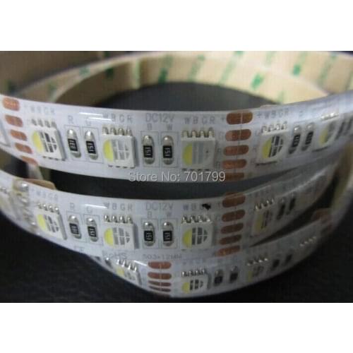 NEW 5050 SMD 4-in-1 RGBW(6500K) LED Strip;DC12V input 5m long;waterprof in silicon coating;IP65;WHITE PCB