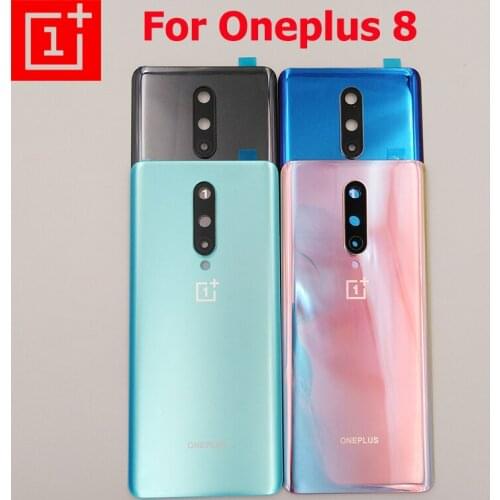 Original Oneplus 8 Back Battery Cover Rear Door Glass For One Plus 1+ 8 Housing Case Panel Replacement Parts & Camera Lens Frame