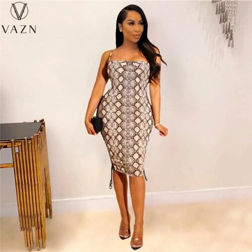 VAZN 2021 Hot Popular Vintage Sleeveless Dress Casual Pleated Chic Ladies Slim Elegant Chiffon Slim Young Women Mini Dress