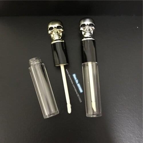 30pcs 50pcs Clear Lip Gloss Tube Silver Black Skull Cap Lip Gloss Container Plastic Transparent Cosmetic Liquid Lipstick Tube