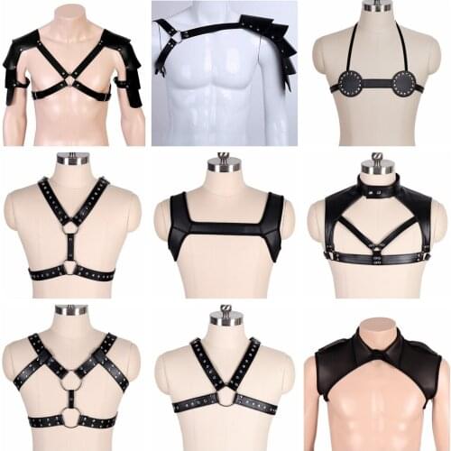 Adjustable Sex Cosplay Costumes Sexy Women Mature Men Gentleman Leather Body Chest Harness Belt Punk Fancy Clothing Accessories