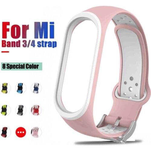 For Xiaomi Mi Band 5 4 3 Strap Smart Accessorie Replacement Double Color Silicone Bracelet For Mi Band4 Band5 NFC wrist strap