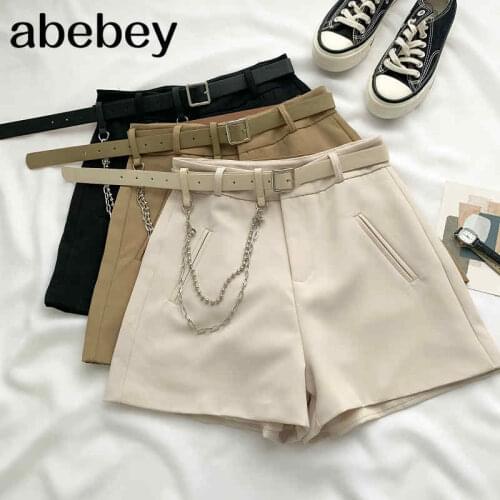 2021 New Summer Women Fashion All-match casual shorts high waist slim sashes shorts wide leg Shorts