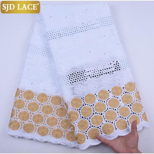 SJD LACE Popular African Lace Fabric With Stones Swiss Voile Lace In Switzerland Fashion Dubai Style For Everyone Dress SewA1967
