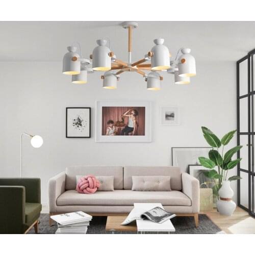 Nordic Solid Wood Macaron Chandelier Modern Minimalist Style Living-room Small Apartment Bedroom Dining room Lighting