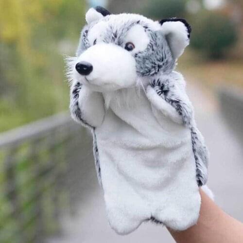 Husky Dog Hand Puppets Puppy Plush Puppet Animal Toys for Imaginative Pretend Play Stocking Storytelling Brown