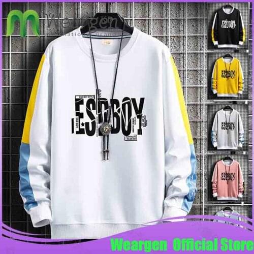 Weargen Mens Sweatshirt O-Neck Long Sleeve Male Hoodies Print Casual Hip-Hop Streetwear Men Pullover Trendy Fashion WY8231
