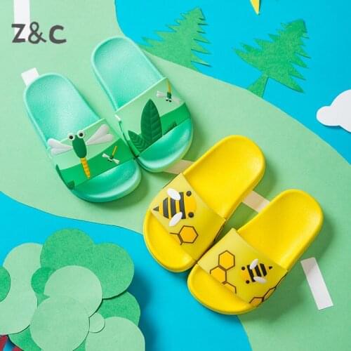 Childrens Summer Slippers Boys and girls Little Bee Cartoon Home Soft Bottom Antiskid Baby Home Wear Funny Slippers Kids Shoes