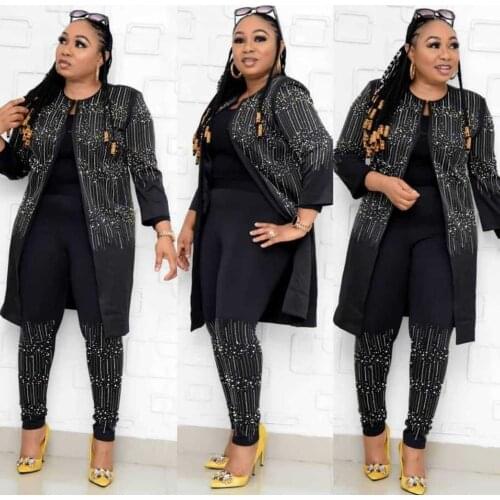 Tilapia fashion party 3 pieces suit super cool gorgerous beading white black outfit with elastic inner top