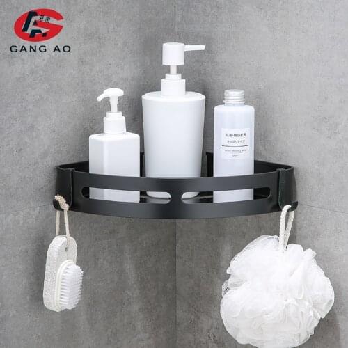 Bathroom Shelves Shower Shelf Bath Corner Shampoo Storage Rack Wall Mounted Aluminum Bathroom Basket Holder Kitchen Accessories