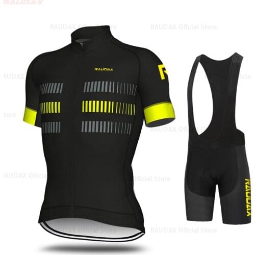 Cycling Skinsuit Aleful Men Cycling Jersey Set Pro Team Raudax Cycling Clothing MTB Cycling Bib Shorts Triathlon Ropa Ciclismo