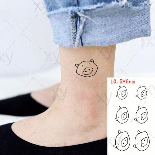 Waterproof Temporary Tattoo Sticker Japanese Style Cute Pig Flash Tatoo Fake Tatto Body Art Hand Leg for Men Women Kids 10.5*6cm