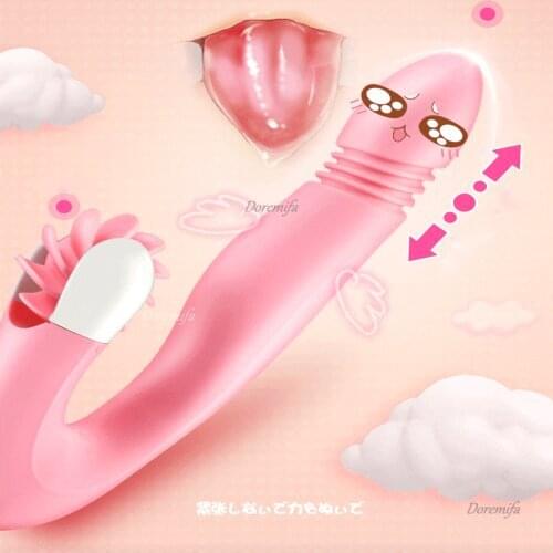 Retractable 7-speed Vibrator Female Sex Toy G-Spot Massager Masturbation Silicone Dildo Clitoris Tongue Licking Adult Products