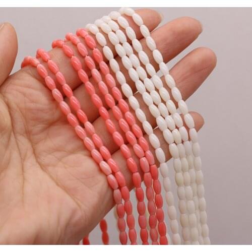 High Quality Pink White Coral Beaded Straight Hole Drop Shape for Jewelry Making Necklace DIY Bracelet Accessories Gifts 4x9mm